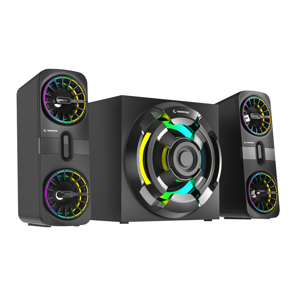 RMS-311 SHARD 2+1 80W Siyah USB,FM,Bluetooth,HMDI,Optica Rgb Işıklı Speaker - Rampage