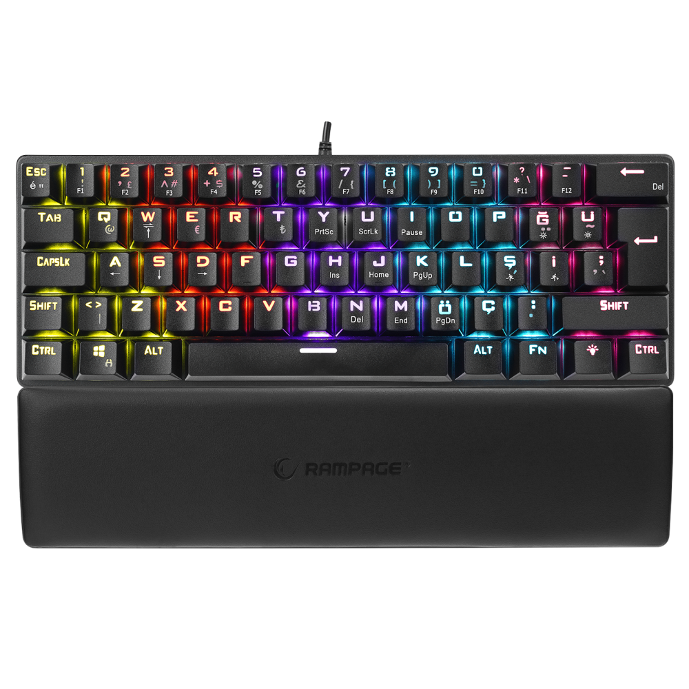 ALLY K11 Siyah Rainbow Q Bilek Destekli Red Switch Gaming Oyuncu Klavye - Rampage
