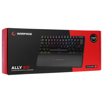 ALLY K11 Siyah Rainbow Q Bilek Destekli Red Switch Gaming Oyuncu Klavye - Rampage