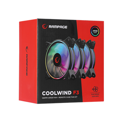 COOLWIND F3 3*12cm ARGB Fan + Kumanda 1200RPM Gaming Oyuncu Kasa Fan Kiti