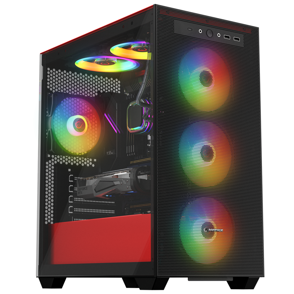 BLAZE Mesh Temperli Camlı Siyah 4* 12cm ARGB Fan M-ATX Mid-T Gaming Oyuncu Kasası - Rampage