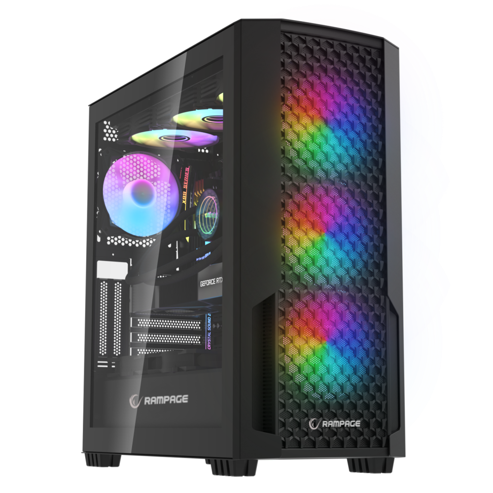 SHELOB Mesh+Temperli Cam 4*ARGB Infinity Fan+Hub E-ATX Mid-T Gaming Oyuncu Kasası