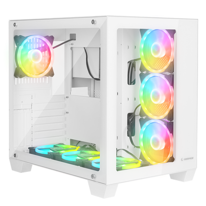 ICEWAVE Beyaz Temperli Camlı 4*12cm ARGB Fan+Kontrolcü Transparan E-ATX Mid-T Gaming Oyuncu Kasası - Rampage