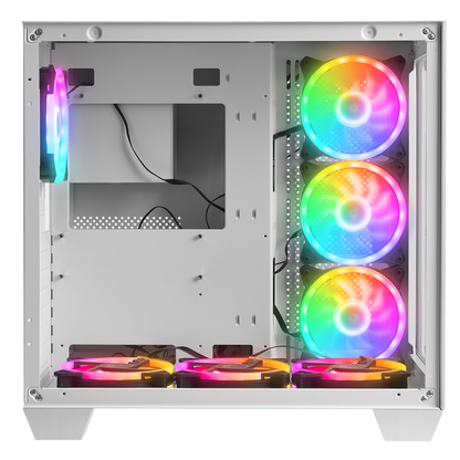 ICEWAVE Beyaz Temperli Camlı 4*12cm ARGB Fan+Kontrolcü Transparan E-ATX Mid-T Gaming Oyuncu Kasası - Rampage