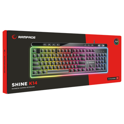 SHINE K14 Siyah USB RGB Backlight Membrane Gaming Oyuncu Klavye