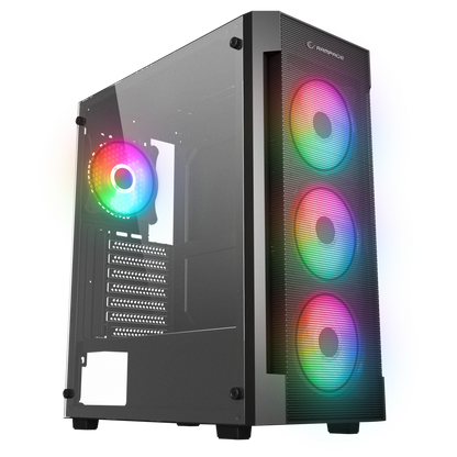 VIGILANT Mesh 650W 80+ BRONZE Siyah Temperli Camlı 4x12cm RGB Fan ATX Mid-T Gaming Oyuncu Kasası - Rampage