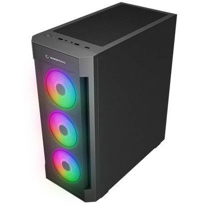 VIGILANT Mesh 650W 80+ BRONZE Siyah Temperli Camlı 4x12cm RGB Fan ATX Mid-T Gaming Oyuncu Kasası - Rampage