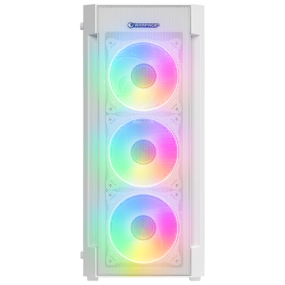 VIGILANT Mesh 650W 80+ BRONZE Beyaz Temperli Camlı 4x12cm RGB Fan ATX Mid-T Gaming Oyuncu Kasası