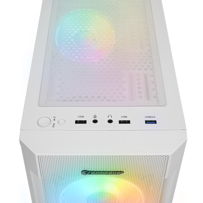 VIGILANT Mesh 650W 80+ BRONZE Beyaz Temperli Camlı 4x12cm RGB Fan ATX Mid-T Gaming Oyuncu Kasası