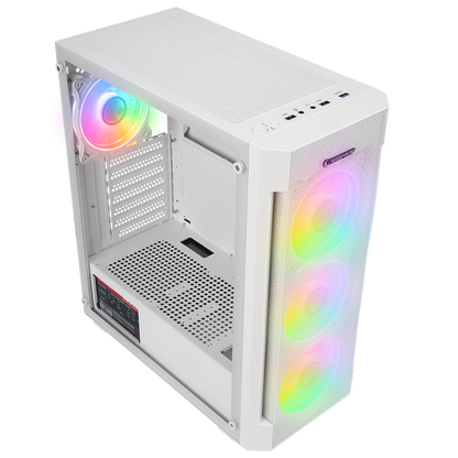 VIGILANT Mesh 650W 80+ BRONZE Beyaz Temperli Camlı 4x12cm RGB Fan ATX Mid-T Gaming Oyuncu Kasası