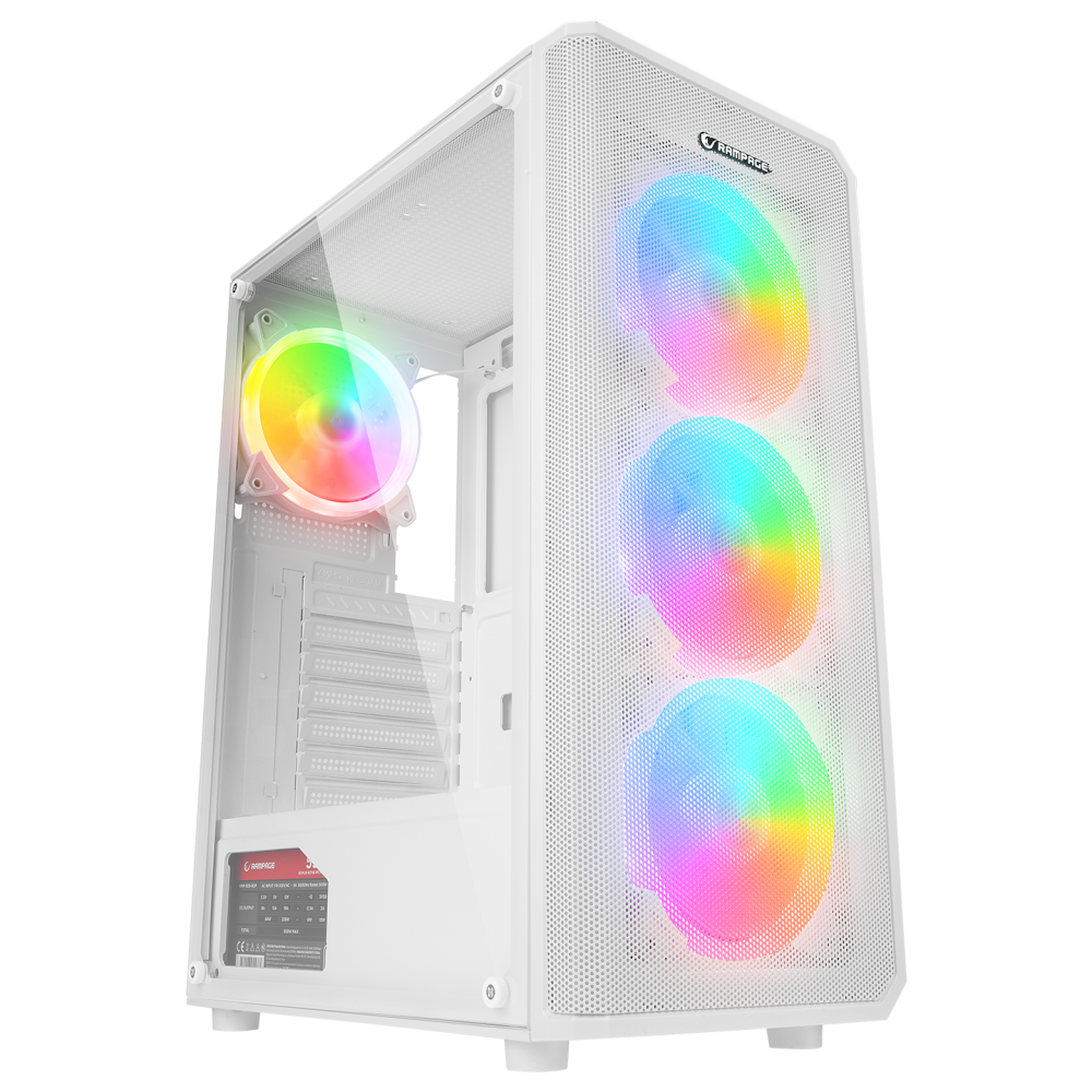 HELIOS Mesh 550W 80+ Bronze Beyaz Temperli Cam 4x12cm Rainbow ATX Mid-T Gaming Oyuncu Kasası