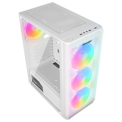 HELIOS Mesh 550W 80+ Bronze Beyaz Temperli Cam 4x12cm Rainbow ATX Mid-T Gaming Oyuncu Kasası - Rampage