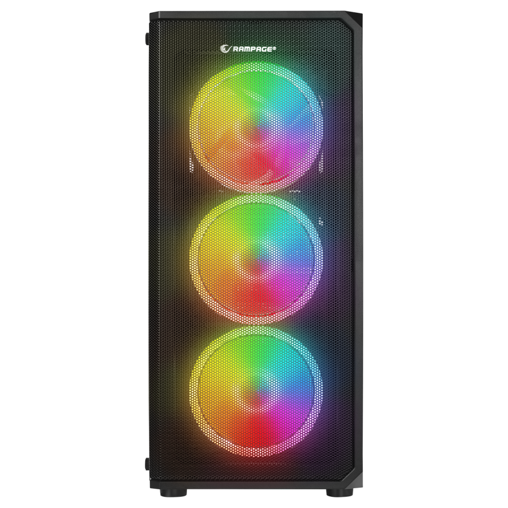 HELIOS Mesh 550W 80+ Bronze Siyah Temperli Cam 4x12cm Rainbow ATX Mid-T Gaming Oyuncu Kasası - Rampage