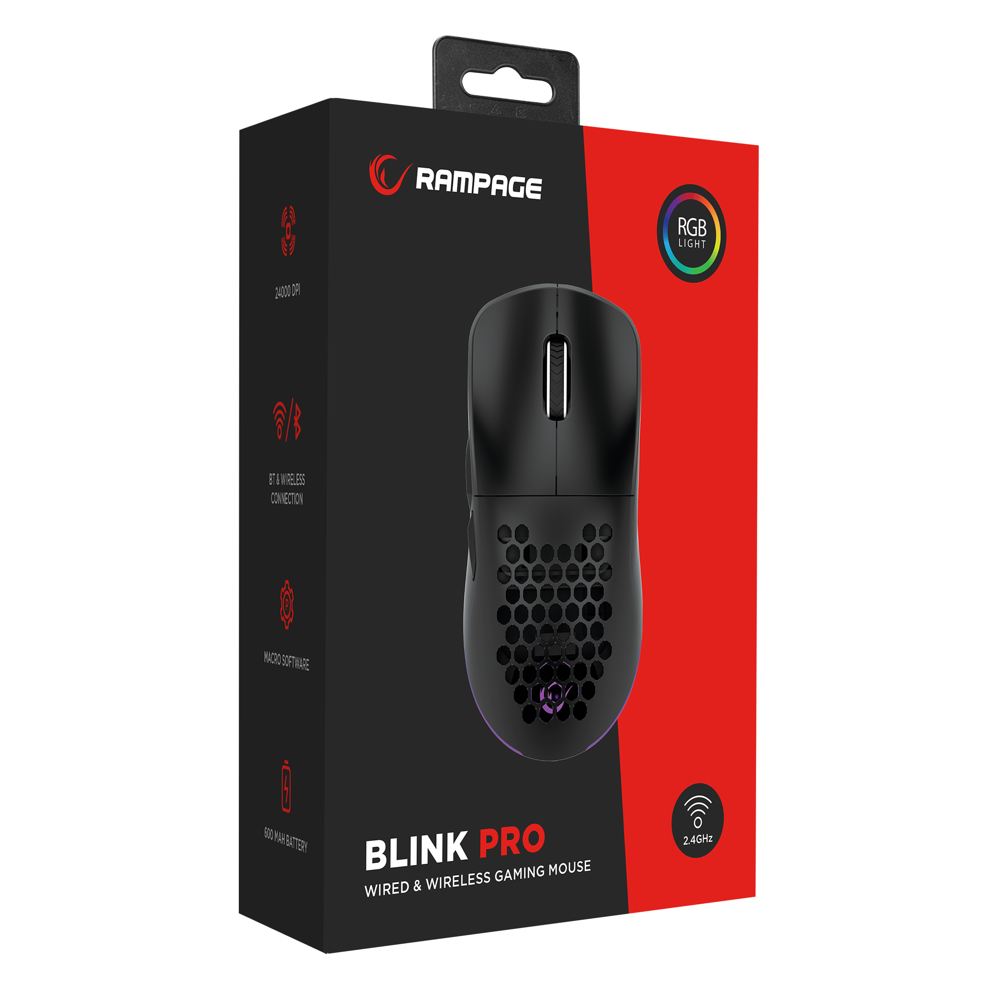BLINK PRO Kablosuz Siyah RGB Ledli Şarjlı 24000 DPI 3311 Sensor Gaming Oyuncu Mouse - Rampage