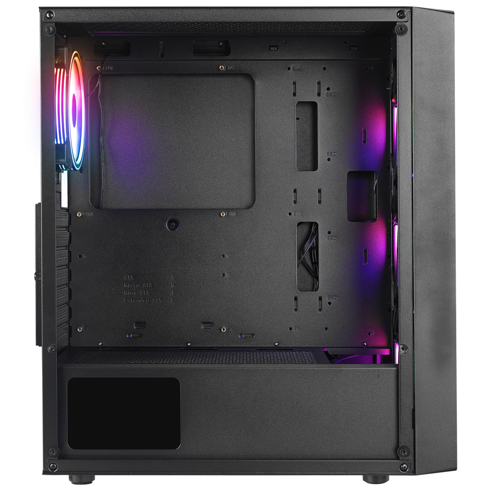 SLIDER Mesh LED Şerit Temperli Cam Siyah 4*12cm Sabit RGB Fan ATX Mid-T Gaming Oyuncu Kasası