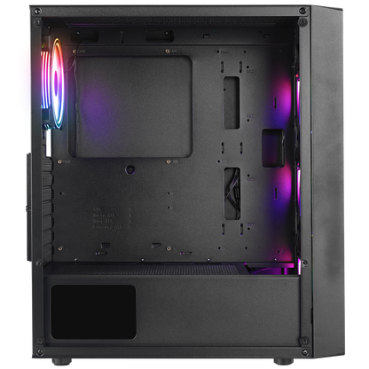 SLIDER Mesh LED Şerit Temperli Cam Siyah 4*12cm Sabit RGB Fan ATX Mid-T Gaming Oyuncu Kasası