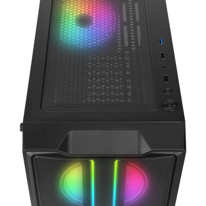 SLIDER Mesh LED Şerit Temperli Cam Siyah 4*12cm Sabit RGB Fan ATX Mid-T Gaming Oyuncu Kasası