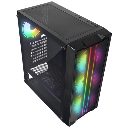 SLIDER Mesh LED Şerit Temperli Cam Siyah 4*12cm Sabit RGB Fan ATX Mid-T Gaming Oyuncu Kasası