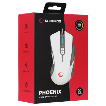 SMX-R22 PHOENIX Beyaz 7 Tuşlu RGB 7200DPI Gaming Oyuncu Mouse - Rampage
