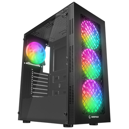 PLAID V1 Mesh Temperli Camlı 4x12cm Auto RGB Fan ATX Mid-T Gaming Oyuncu Kasası