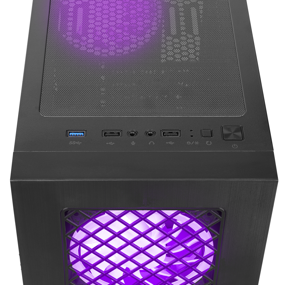 PLAID V1 Mesh Temperli Camlı 4x12cm Auto RGB Fan ATX Mid-T Gaming Oyuncu Kasası