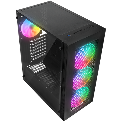 PLAID V1 Mesh Temperli Camlı 4x12cm Auto RGB Fan ATX Mid-T Gaming Oyuncu Kasası