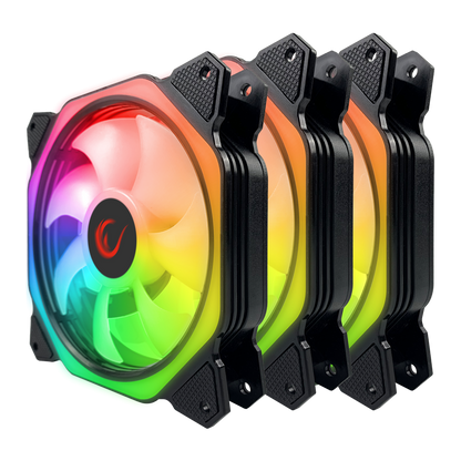 COOLWIND F1 38CFM 1200RPM 3*12CM ARGB Fan Kontrolcü Hub+Kumandalı 6Pin Siyah Kasa Fan Kiti - Rampage
