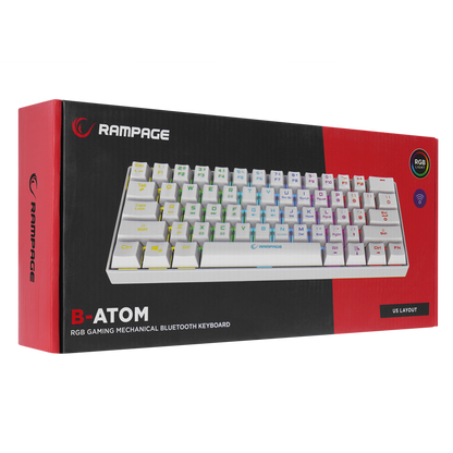 KB-RX63 B-ATOM Beyaz Bluetooth RGB Backlight RED SWITCH US Layout 63 Tuşlu Mini Gaming Oyuncu Klavyesi - Rampage