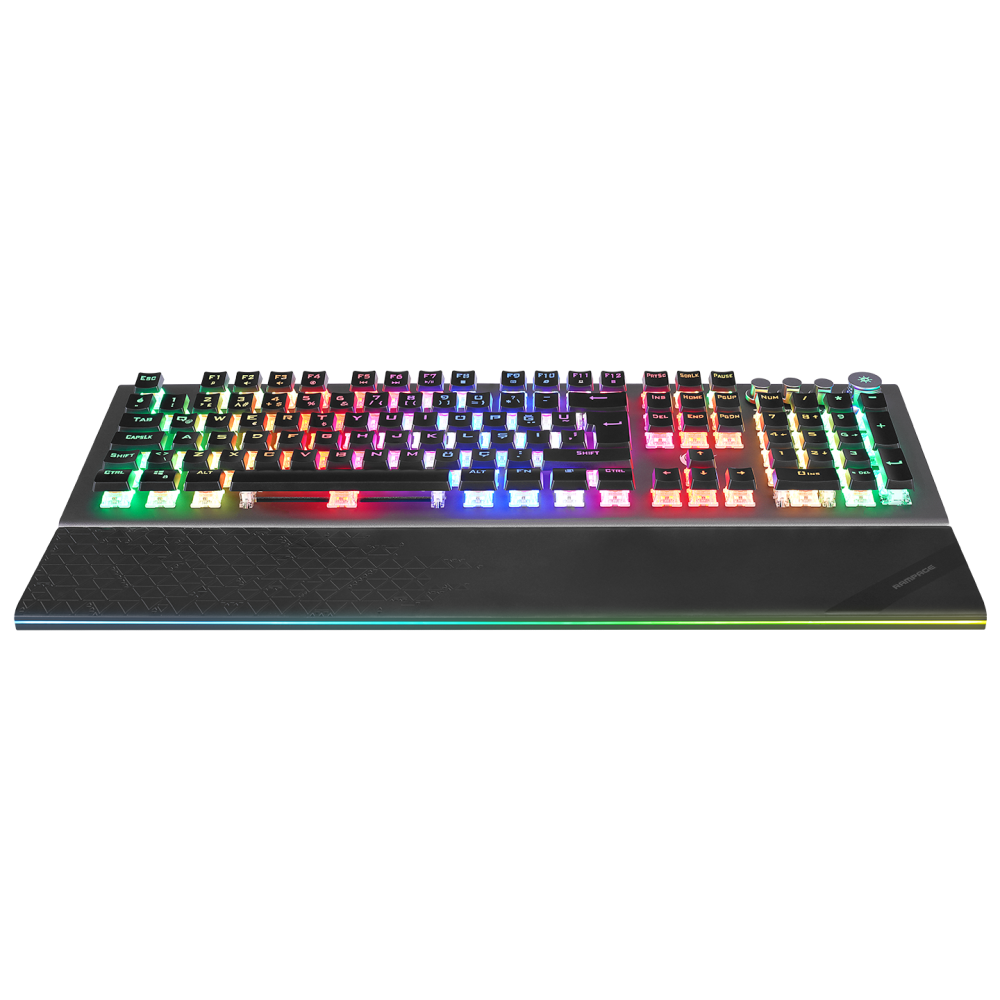 KB-R101 IMPRESSIVE Gri/Siyah USB RGB Aydınlatmalı İnce Tasarım Red Switch Gaming Oyuncu Klavyesi - Rampage