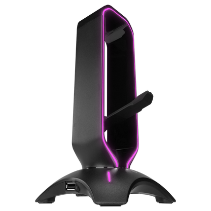 RM-H66 GUARD Siyah RGB Işıklı 2*Usb Port Kulaklık İçin Stand - Rampage