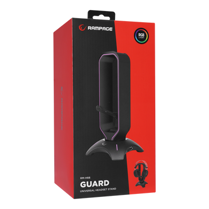 RM-H66 GUARD Siyah RGB Işıklı 2*Usb Port Kulaklık İçin Stand - Rampage