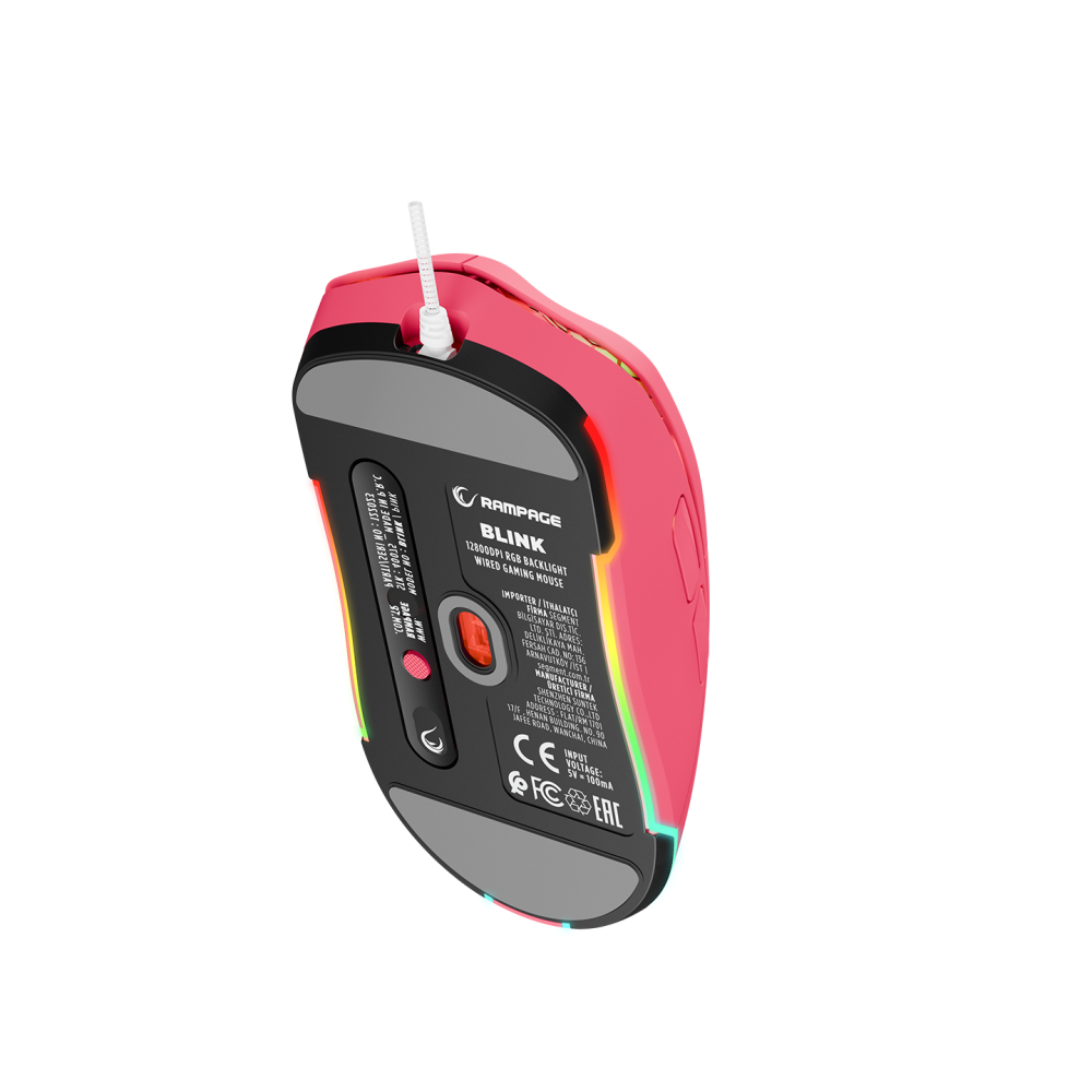 BLINK Pembe 7 Makro Tuşlu RGB 12800 DPI Gaming Oyuncu Mouse - Rampage