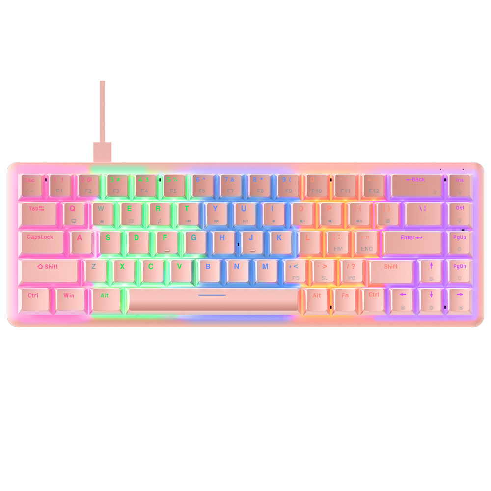 REBEL Pembe Low Profile BLUE SWITCH US Layout Mekanik Gaming Oyuncu Klavyesi - Rampage