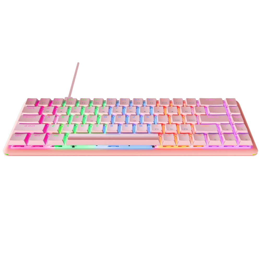 REBEL Pembe Low Profile BLUE SWITCH US Layout Mekanik Gaming Oyuncu Klavyesi - Rampage