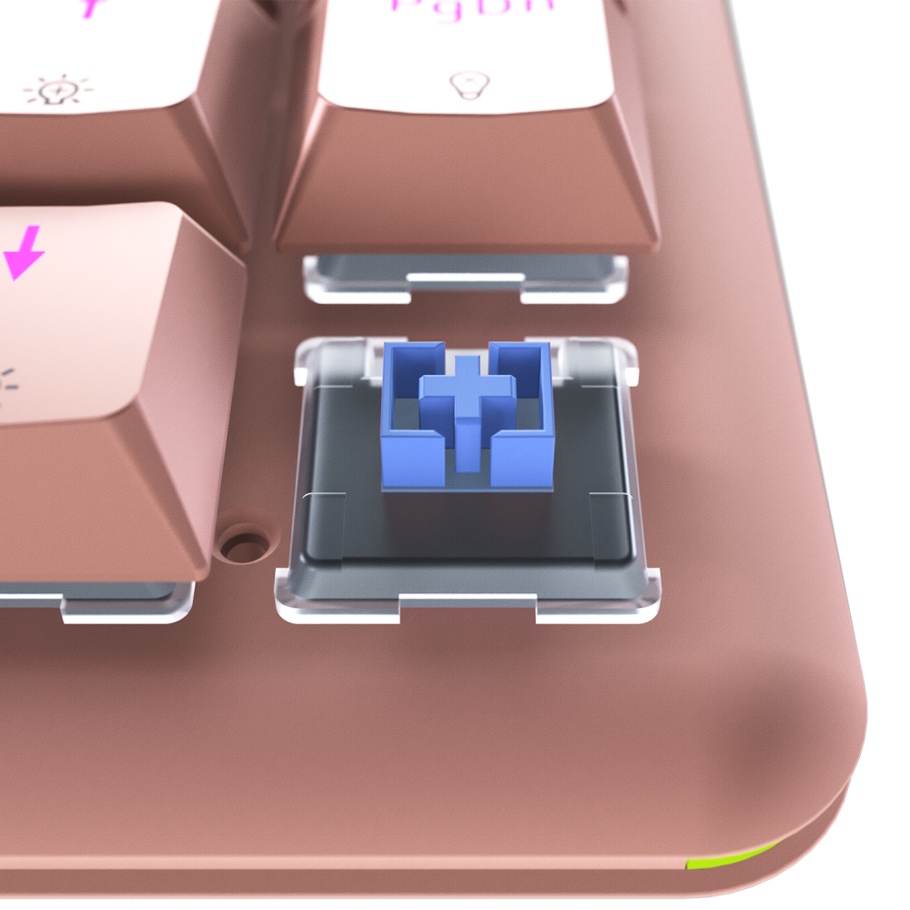 REBEL Pembe Low Profile BLUE SWITCH US Layout Mekanik Gaming Oyuncu Klavyesi - Rampage