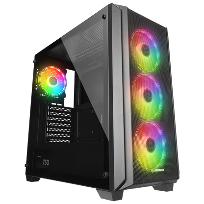 ELYSIAN MESH 750W 80 Plus Bronze Temperli Camlı Mid-T Siyah Oyuncu Kasası
