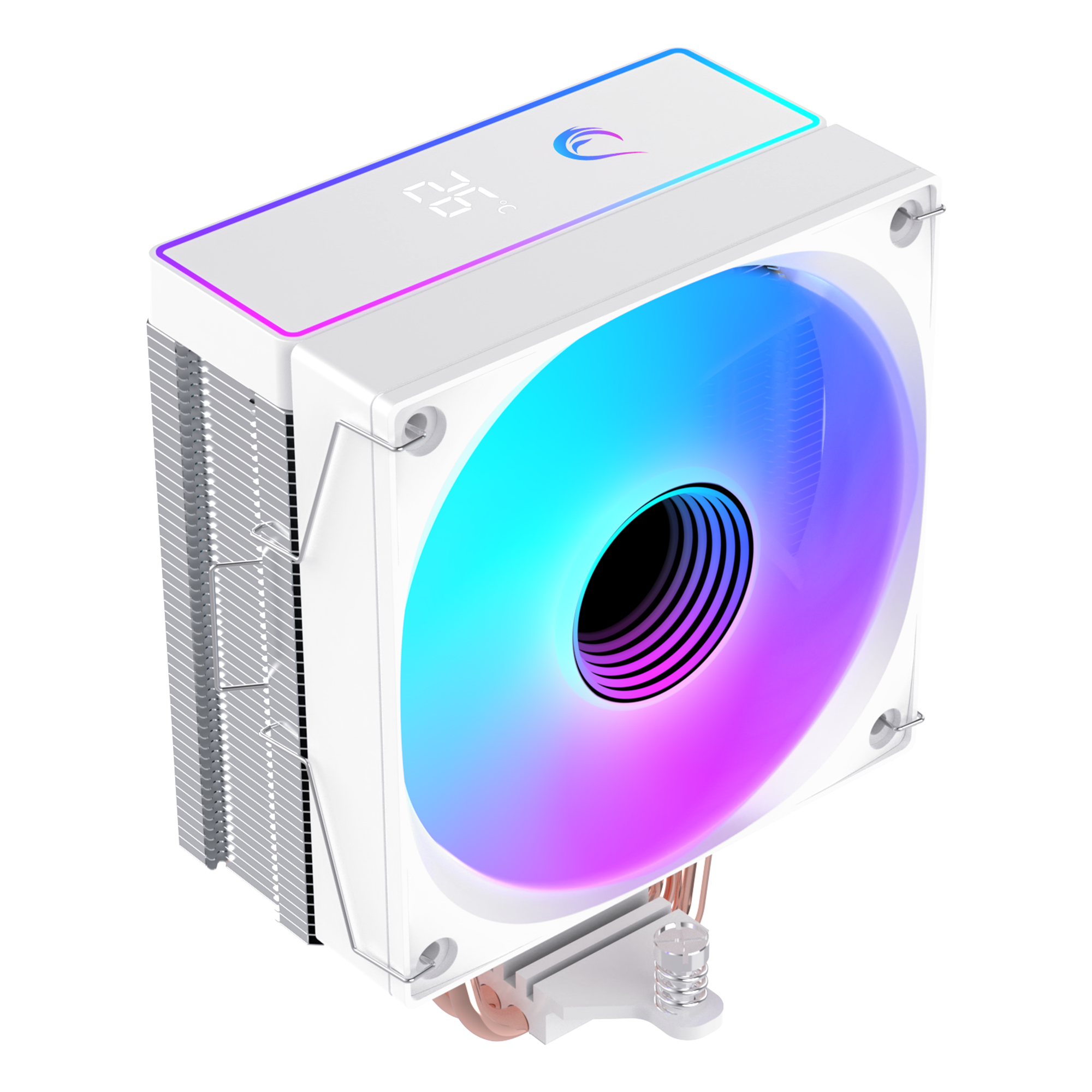 Octagon B70 63CFM 12cm ARGB Sıcaklık Göstergeli AM5/LGA1700 Uyumlu Hava Soğutmalı CPU Fan-Beyaz