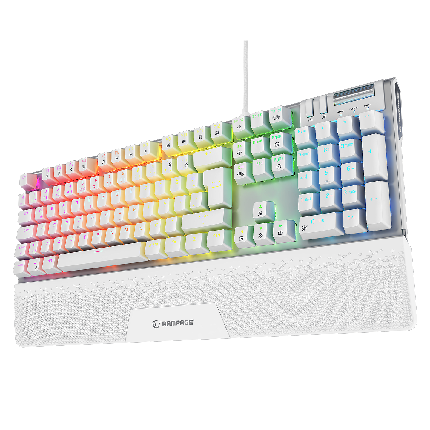 Carbon Beyaz Bilek Destekli Red Switch Gaming Oyuncu Klavyesi - Rampage