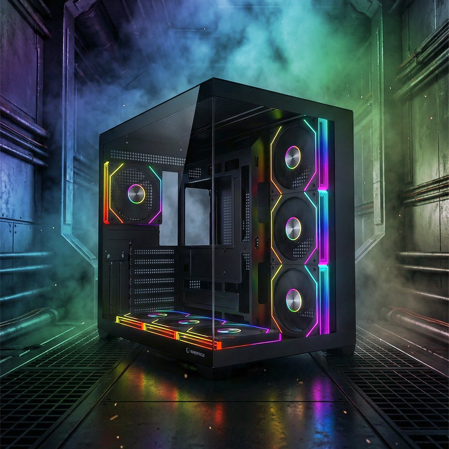 ARES V2 Temperli Camlı Siyah 7*12cm ARGB Pwm Fan + Kumanda ATX Mid-T Gaming Oyuncu Kasası