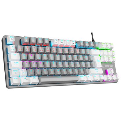 Snug K14 Blue Switch Rainbow TKL Mechanical Gaming Keyboard-White/Gray