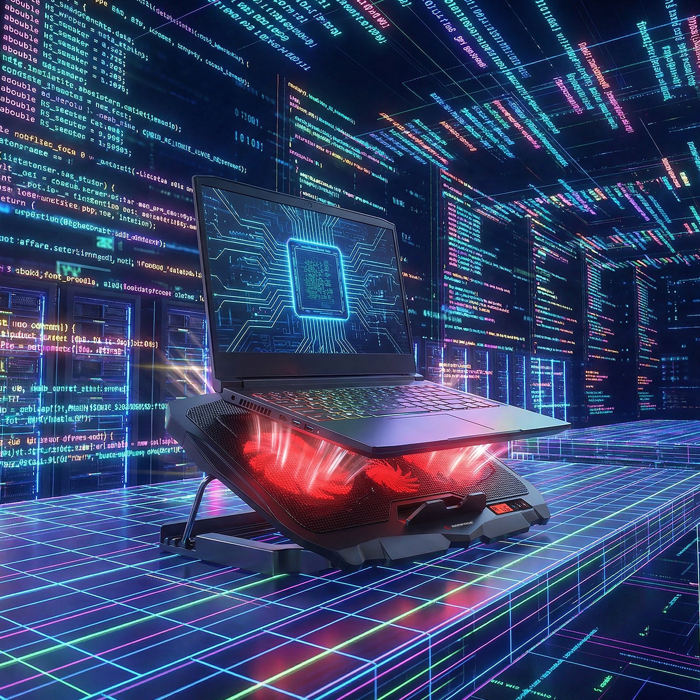 Kırmızı Ledli 2x125mm+2x70mm Fan 15-17 inç Notebook Soğutucu Stand