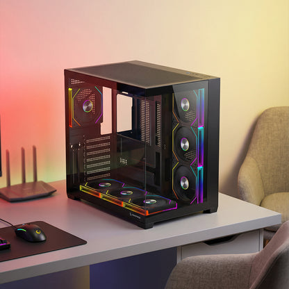 ARES V2 Temperli Camlı Siyah 7*12cm ARGB Pwm Fan + Kumanda ATX Mid-T Gaming Oyuncu Kasası