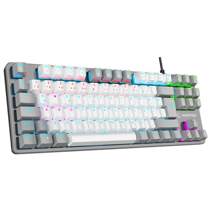 Rainbow TKL Blue Switch Mekanik Oyuncu Klavye -Beyaz/Gri
