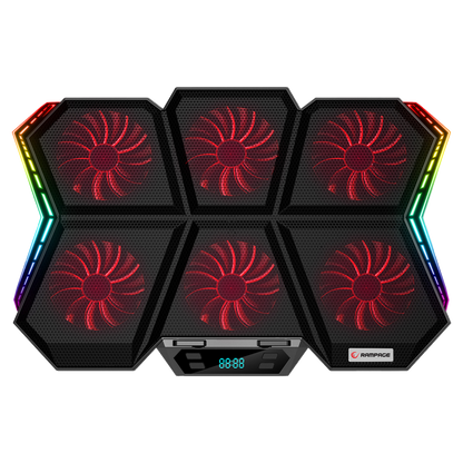 6 Fanlı RGB LCD Göstergeli 17.3 inç Notebook Soğutucu Stand