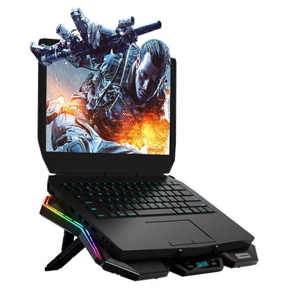 6 Fanlı RGB LCD Göstergeli 17.3 inç Notebook Soğutucu Stand