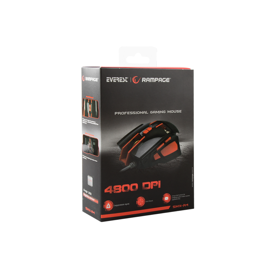 SMX-R4 Usb Siyah 4000 Dpi Makrolu Oyuncu Mouse - Rampage