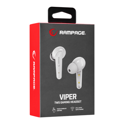 RM-TWS01G VIPER Bluetooth TWS Kablosuz Oyuncu Kulaklığı - Beyaz - Rampage