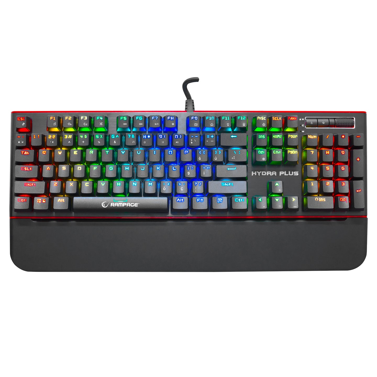 HYDRA R6 PLUS TÜRKÇE Audio Portlu Aluminyum Kaplama Mavi Switch Gaming Klavyesi - Rampage