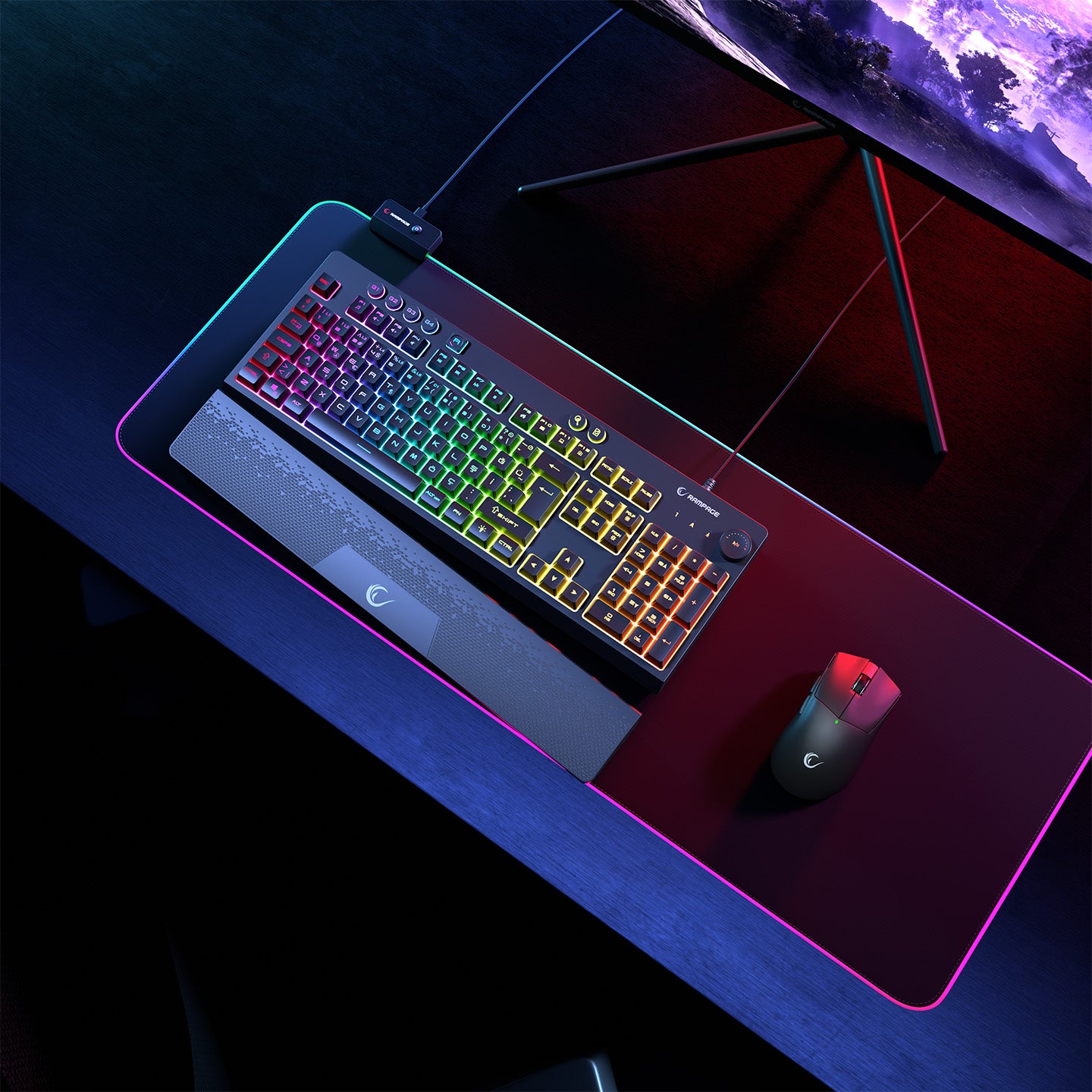 KB-GX65 SIMULA USB RGB Illuminated 4 Macro Key Wrist Rest Gaming Keyboard