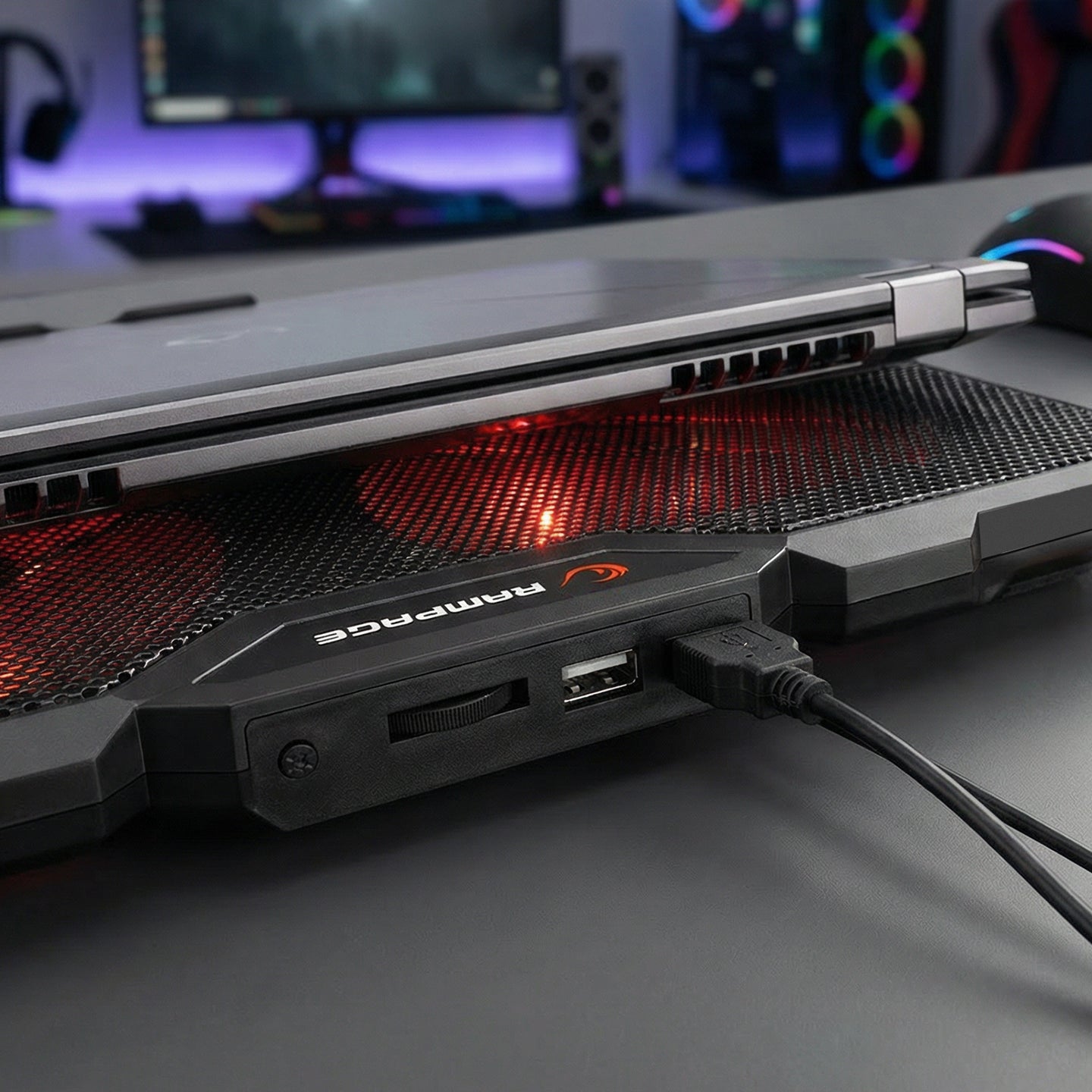 2 RGB Fan 15-17 inç Notebook Soğutucu Stand-Siyah